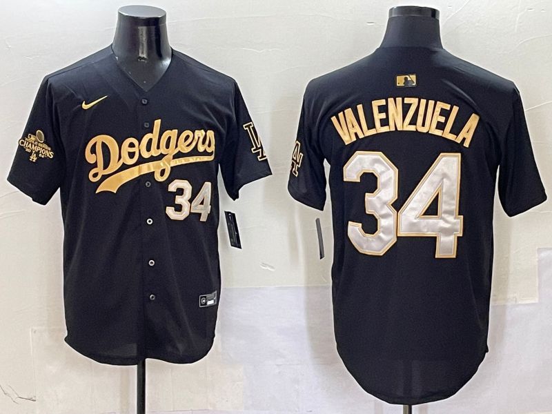 Men Los Angeles Dodgers #34 Valenzuela Black Game Nike 2025 MLB Jersey style 5041